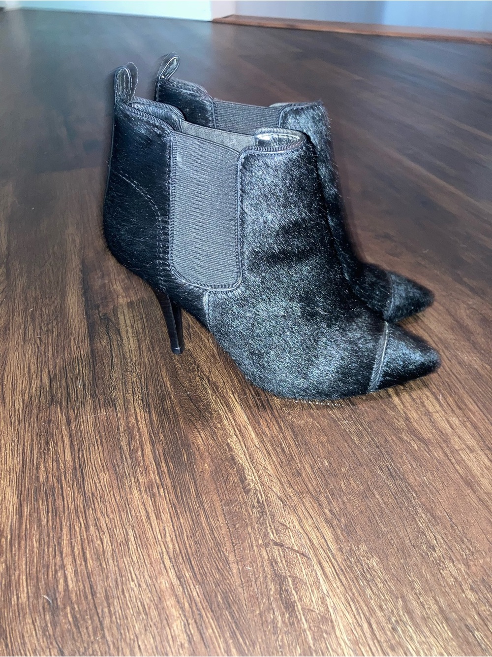 Tory Burch Black Pointed-Toe Haircalf Ankle Booties size 6.5